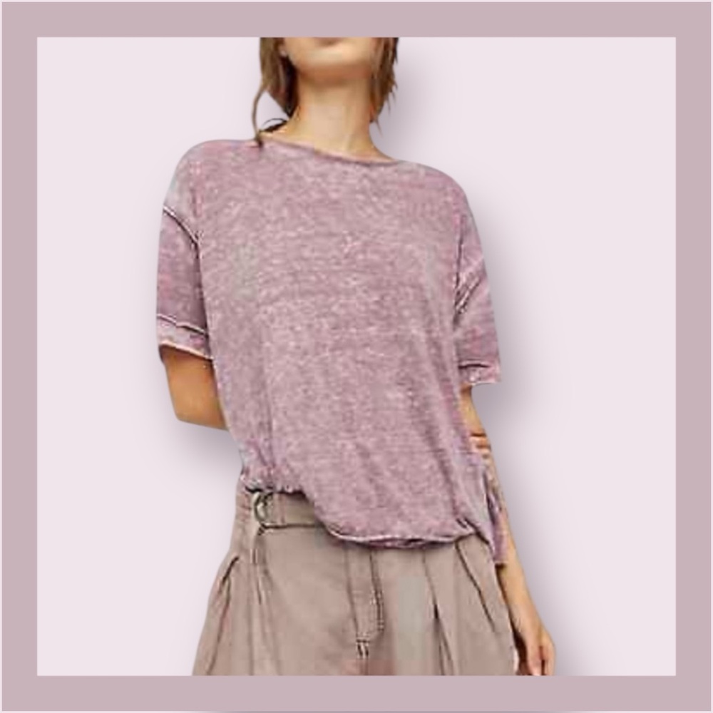 FP We The Free Purple Fade Distressed Oversized Layered Tee